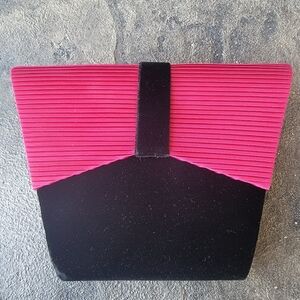 Carolyn Barton Night by Caryl Brill Black Velvet & Fuchsia Satin Evening Bag